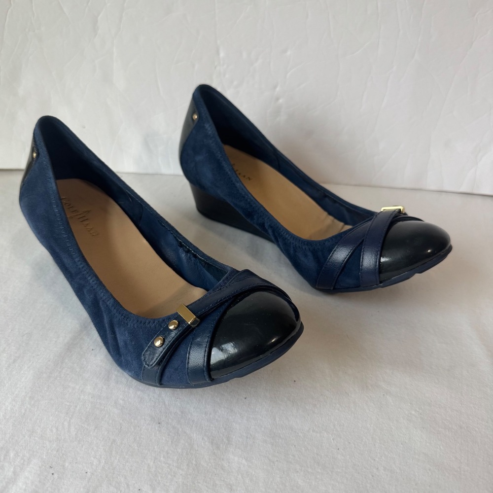 Cole Haan Navy and Black Wedges